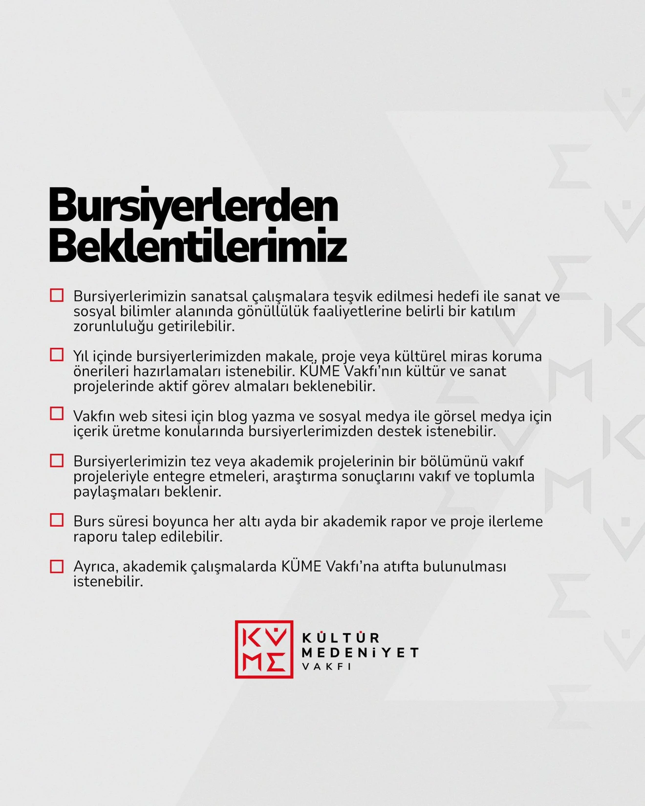 KÜLTÜR MEDENİYET VAKFI BURSU